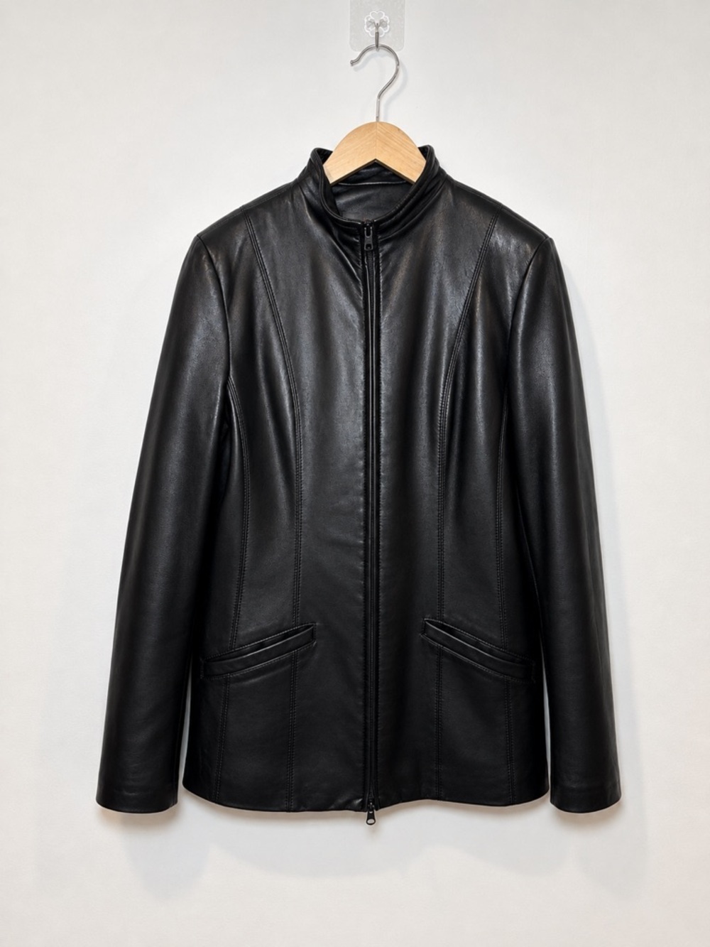 Vintage Danier Black Leather Jacket | Minimalist 90s Genuine Leather Coat - Picture 3 of 7